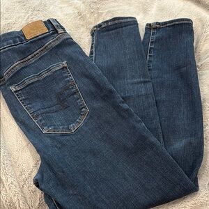 American Eagle Dark Blue Stretch Jeans size 10 short jr high rise curvy jegging